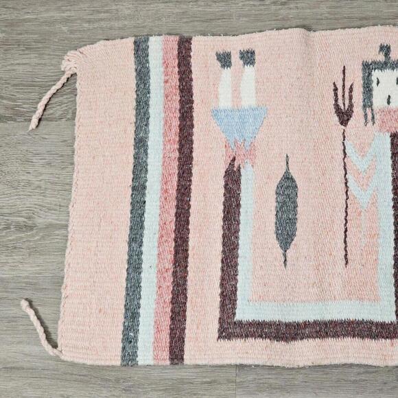 Vintage Native American Navajo Handwoven Wool Yei Tapestry Corn Maiden 14.5"x20" - Picture 3 of 7